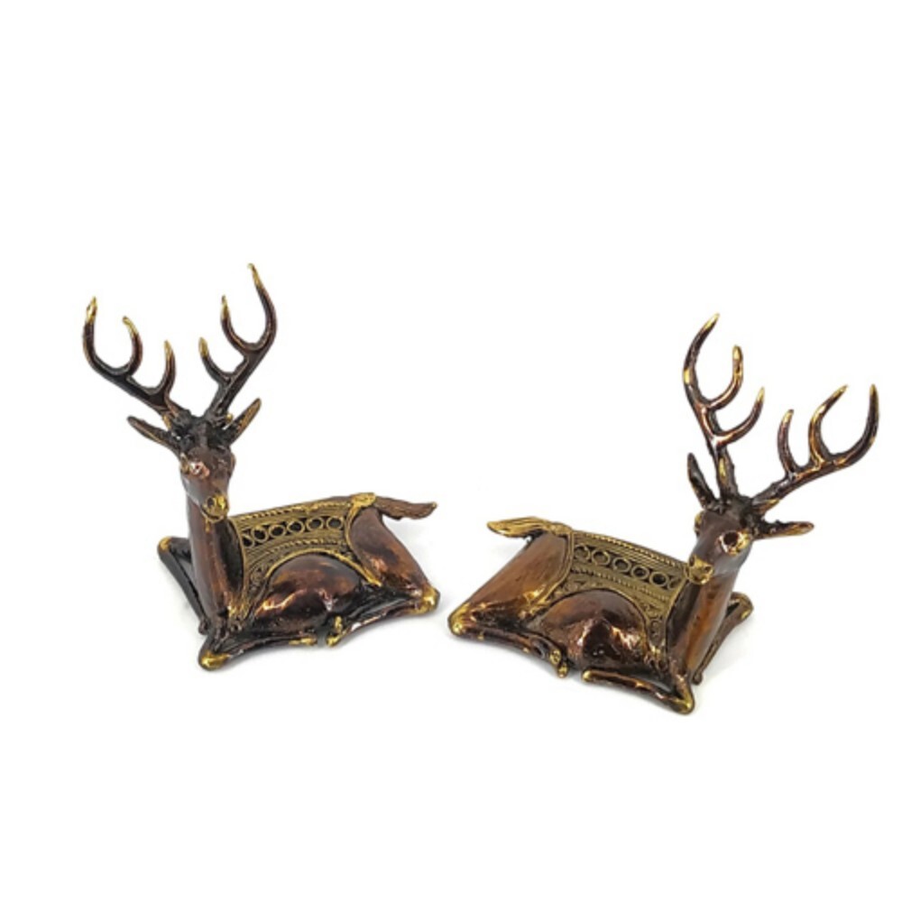 Traditional Dhokra Art Deer - Color: Golden
