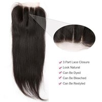 Lace Closure 3 Part Straight Brazilian Virgin Human Hair Closure 4x4 Natural Black Hair Color