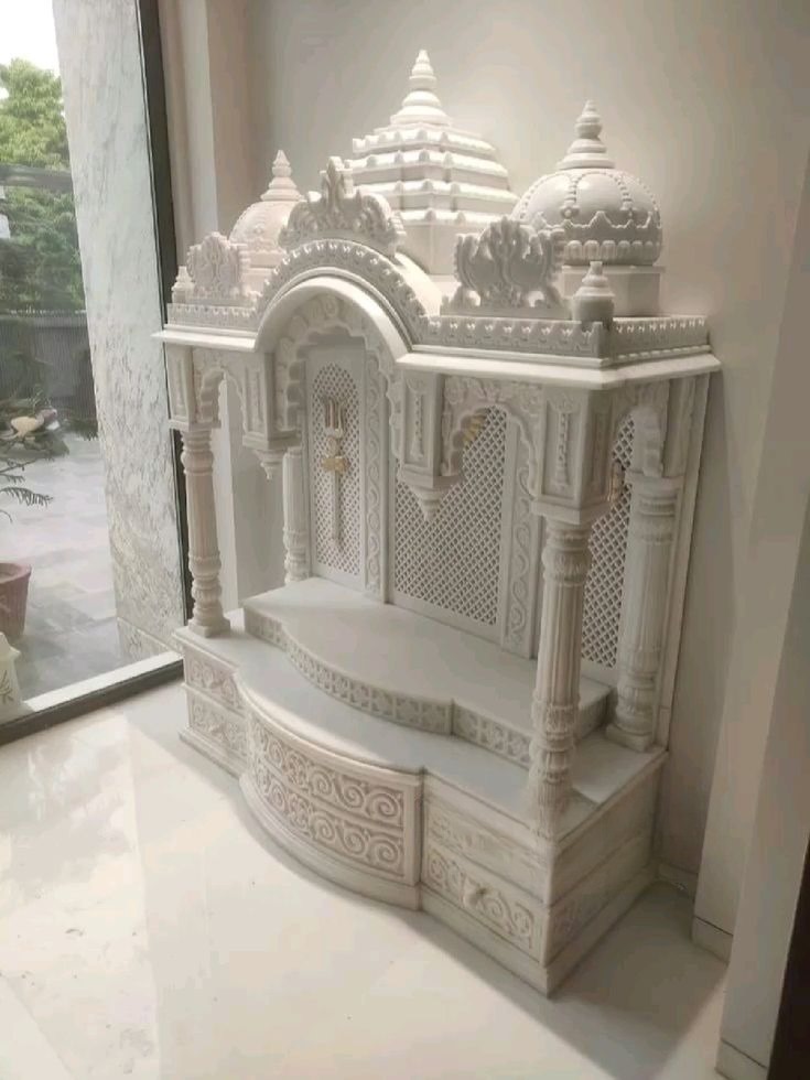 Beautiful carved Makrana marble mandir