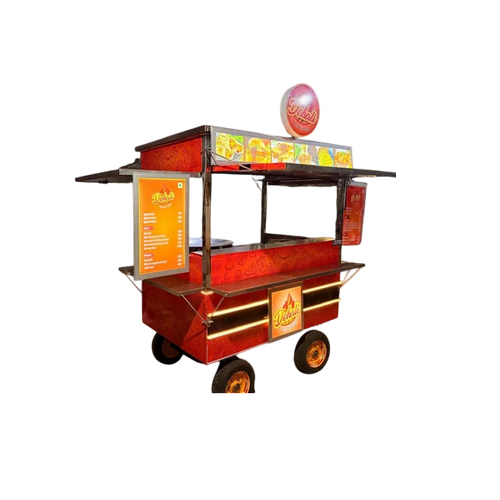 Stainless Steel Food Cart For Street Food With Lighting Branding And Logo
