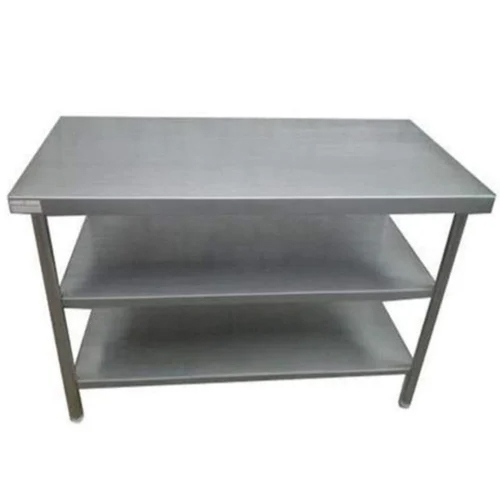 Stainless Steel Working Table With 2 Under Shelves - Automatic Grade: Manual