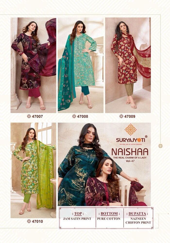 SuryaJyoti Naishaa Vol-47  Dress Material