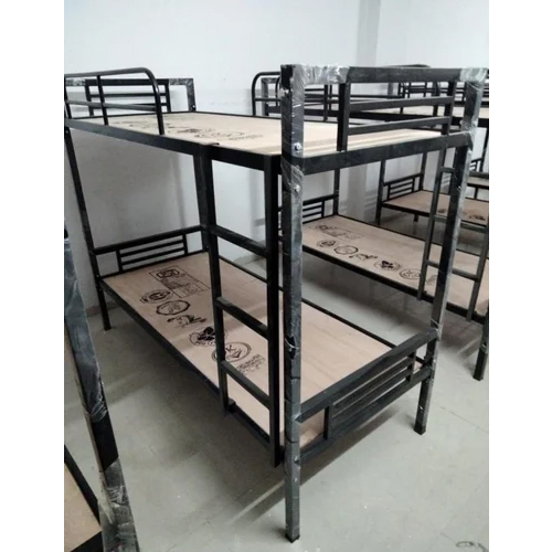 Metal Bunk Bed - Mild Steel, 6x3 Feet | Powder Coated, Polished Finish, Durable, Black Color, Ideal for Hostel Use