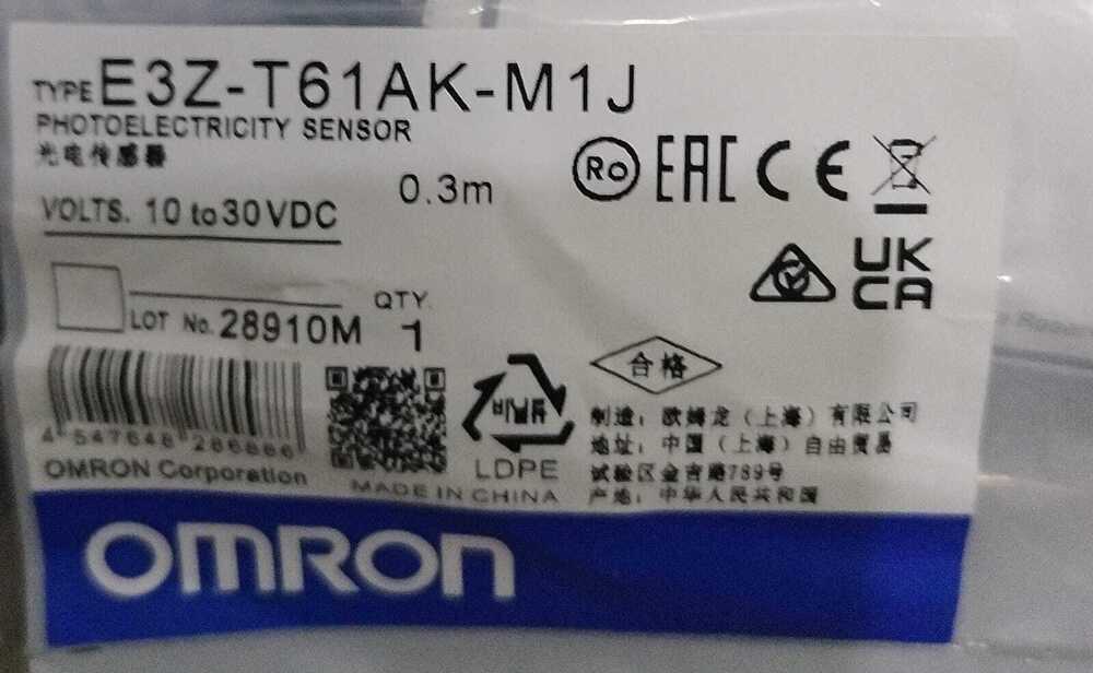 OMRON PHOTOELECTRIC SENSOR  10 TO 30VDC, E3Z-T61AK-M1J 0.3M