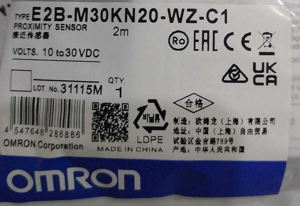 OMRON PROXIMITY SENSOR 10 TO 30VDC, E2B-M30KN20-WZ-C1 2M