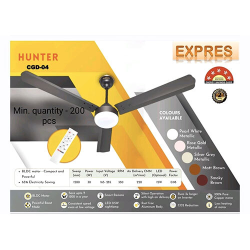 Hunter Cgd-04 Bldc Motor Compact And Powerful Ceiling Fan - Material: Iron