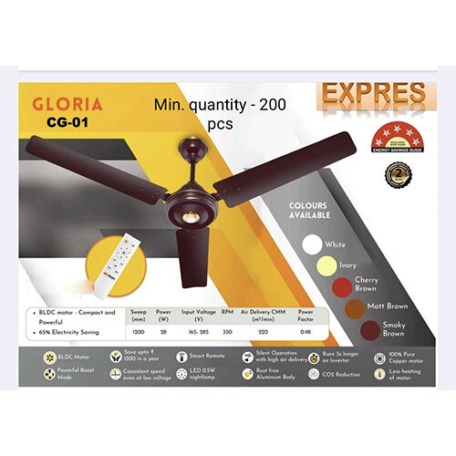 Gloria Cg-01 Bldc Motor Compact And Powerful Ceiling Fan - Blade Material: Steel