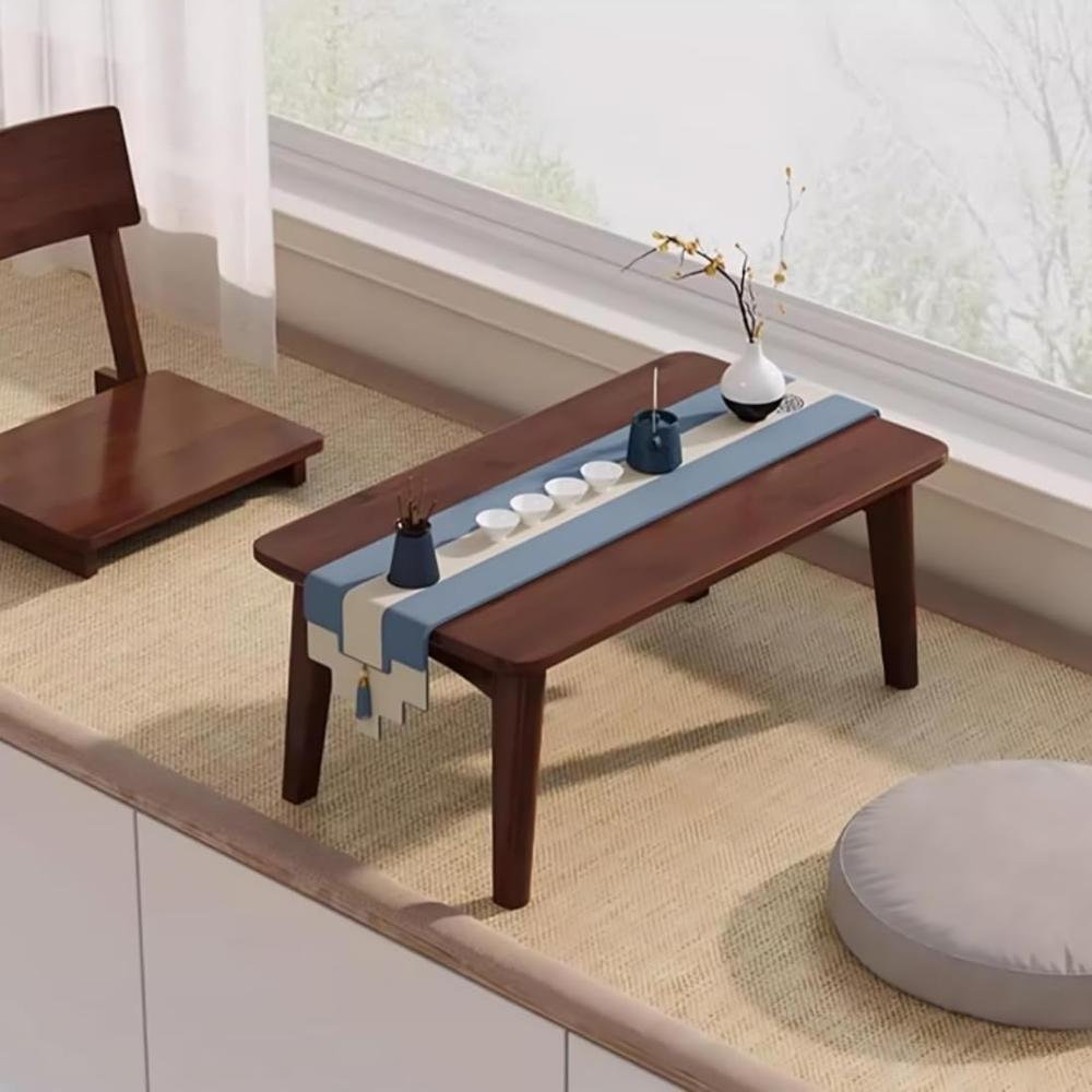 Foldable Tea Table Small Coffee Table For Living Room Low Dining Laptop Portable Camping (Size: 66X38X27Cm) - Color: Brown