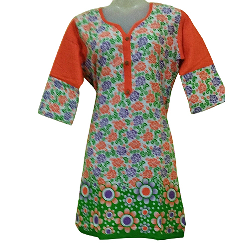 Ladies Cotton Short Kurti - Color: Mix Colour