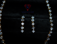 Cubic Zirconia Brass With Gold Plated Swarovski Jewelry Necklace Set
