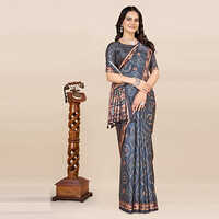 KKSPP-ET-1498-Nevy Blue Cotton Hand Block Printed Saree