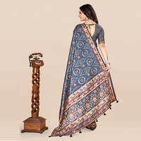 KKSPP-ET-1498-Nevy Blue Cotton Hand Block Printed Saree
