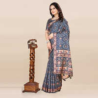 KKSPP-ET-1498-Nevy Blue Cotton Hand Block Printed Saree