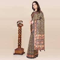 KKSPP-ET-1498-Coffee Brown Cotton Hand Block Printed Saree
