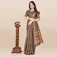 KKSPP-ET-1498-Coffee Brown Cotton Hand Block Printed Saree