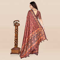 KKSPP-ET-1498-Brown Cotton Hand Block Printed Saree