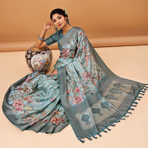 Dsbrp-a-184-et--2204 Designer Ethnic Wear Printed Saree - Color: Multicolor