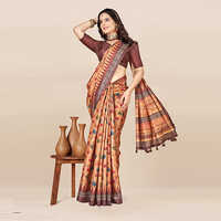 84-ET-701-Brown Floral Printed Saree