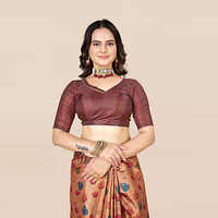 84-ET-701-Brown Floral Printed Saree