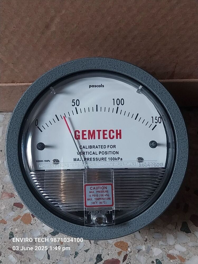 Gemtech Differential Pressure Gauge Dealers Near Mann Hospital Delhi - Accuracy: 2% (-Ha Model 1) Of Fs (3% (-Ha 1.5%) On -0