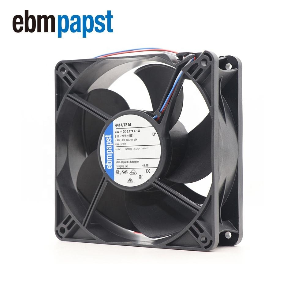 Ebmpapst 4414/12M 12038 120*120*38Mm 12Cm Dc 24V 4.1W Cabinet Axial Cooling Fan 4414/2Hhp 4414/2N-522 - Color: Black