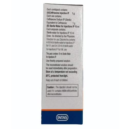 Ceftriaxone Injection Ip - 1 Gm Liquid Formulation | Third-generation Cephalosporin Antibiotic For Adult Bacterial Infection Treatment