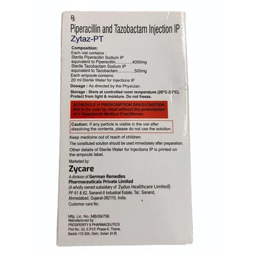 Piperacillin And Tazobactam Injection Ip - Physical Form: Liquid