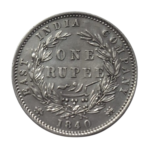 Victoria Queen 1840 Divided Legend One Rupee  Coin