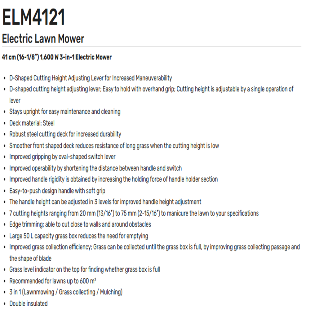 Lawn Mower ELM 4121 16