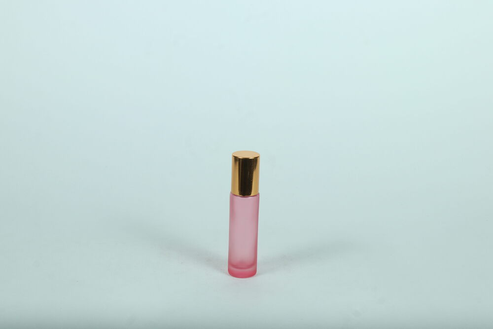 10ML PINK FROSTED GLASS ROLL ON BOTTLE