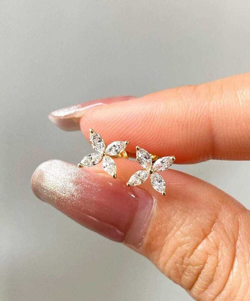 Minimalist Marquise Cut Lab-Grown Diamond Butterfly Necklace & Earrings Set