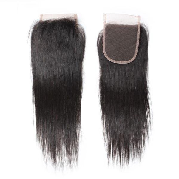 Human Closure Hair Extension, natural black color