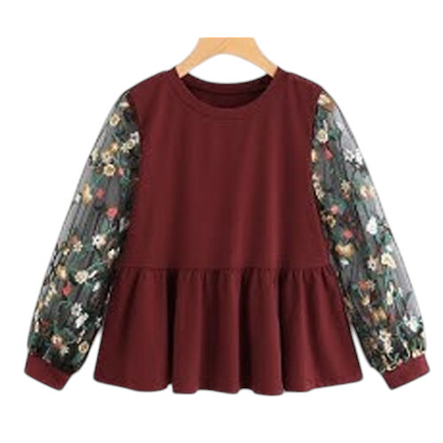Full Sleeves Top For Ladies - Color: Wine