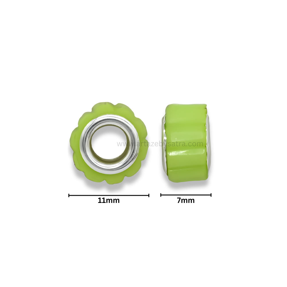Colorful European Charm Beads with Metal Core | Size : 14mm | Qty : 12pcs