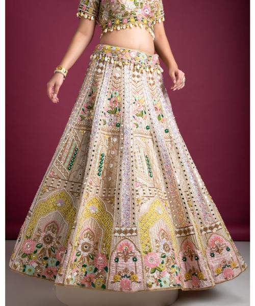 Pretty Traditional Embroidered Wedding Lehenga.