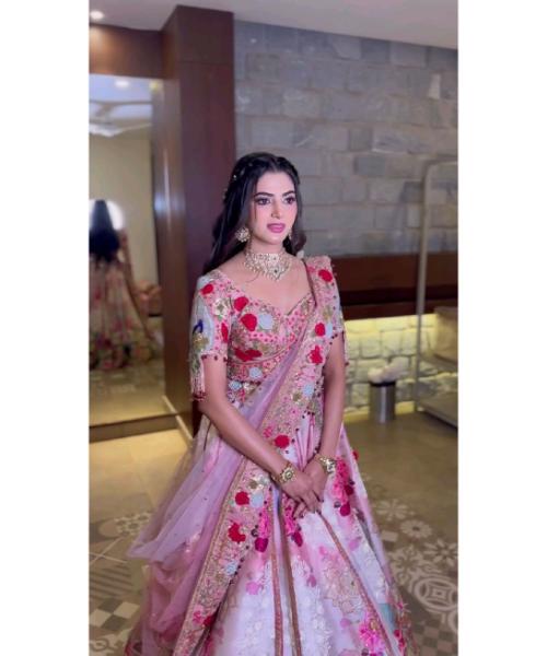 Pretty Traditional Embroidered Wedding Lehenga.