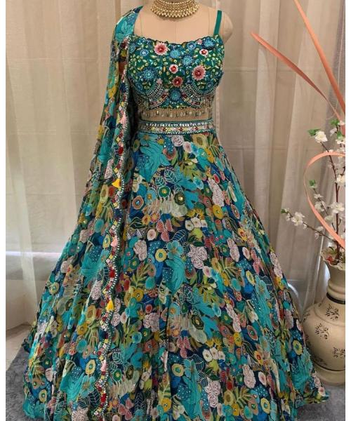 Pretty Traditional Embroidered Wedding Lehenga.