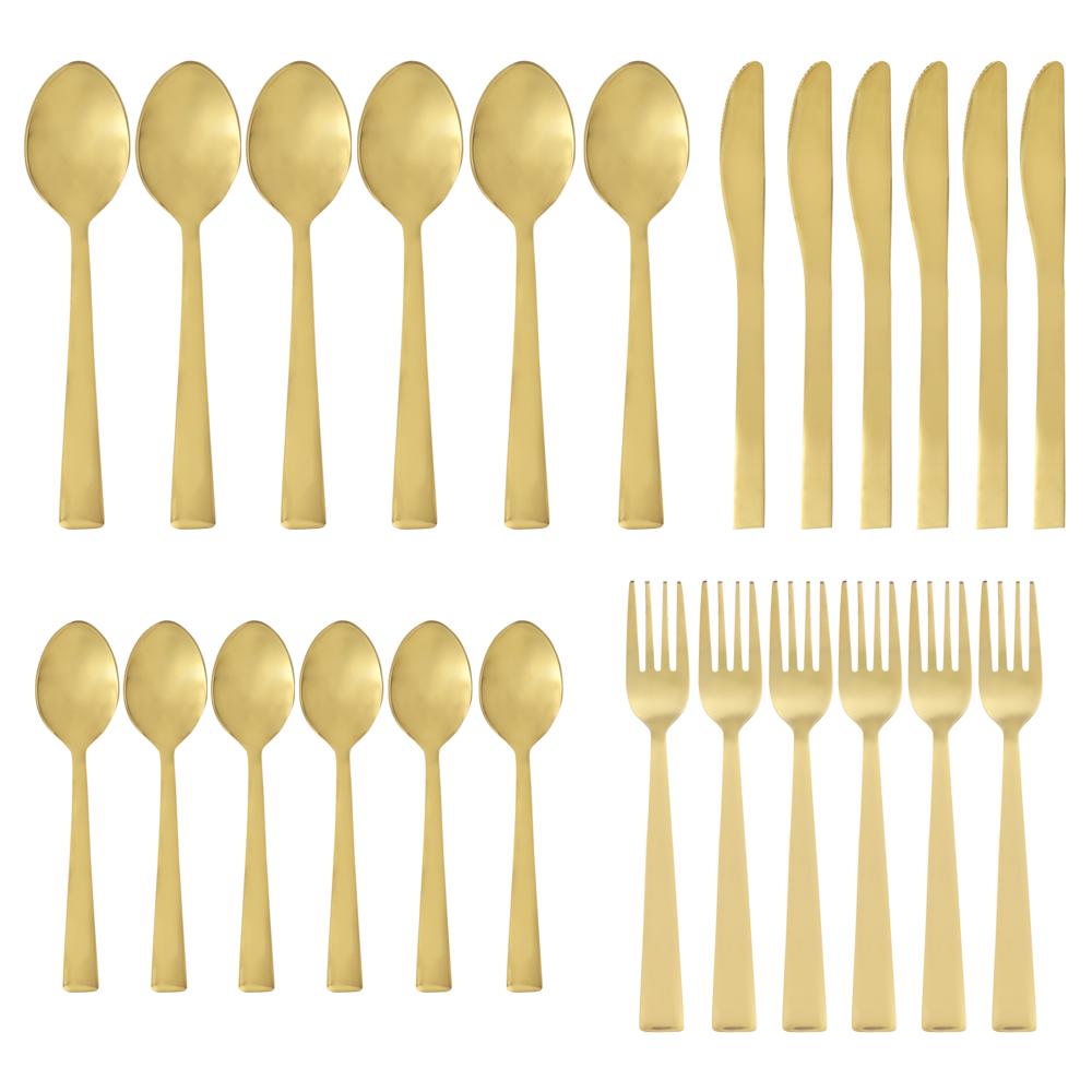 24pcs Steel Gold Coated Cutlery Set