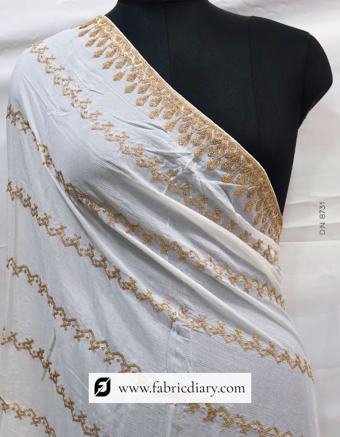 Dyeable Lining Embroidered Chinon Dupatta - 8731
