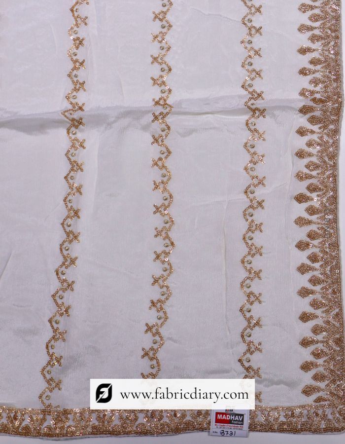 Dyeable Lining Embroidered Chinon Dupatta - 8731