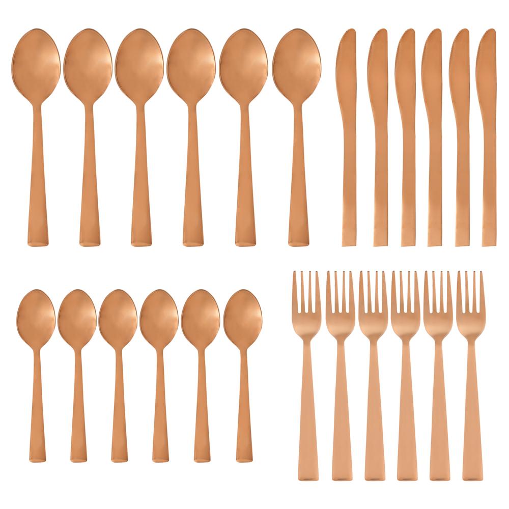24pcs Steel Rose gold Oval Cutlery Set