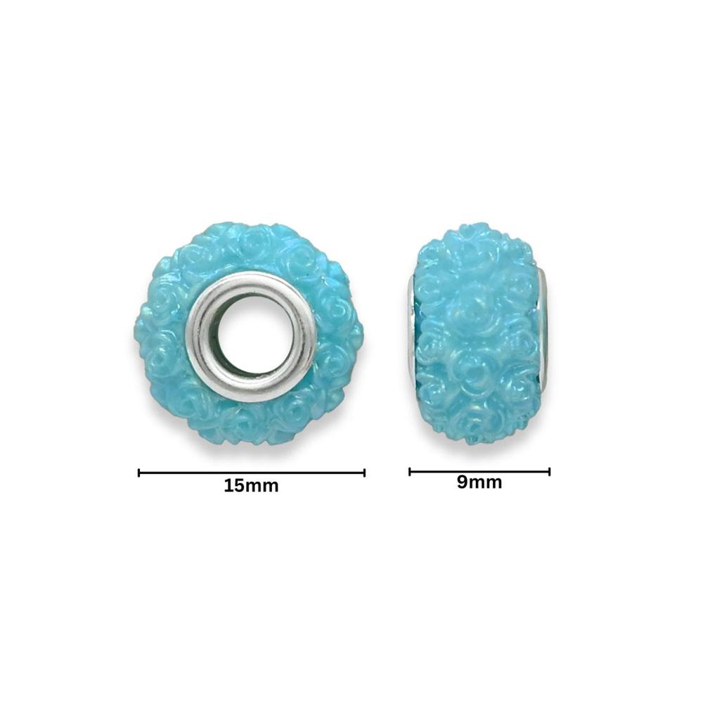Rose Pattern Colorful Large Hole Beads | Size : 15mm | Qty : 12pcs
