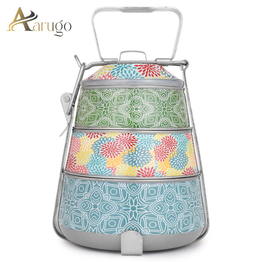 Pyramid Shaped 3-Container Tiffin Box
