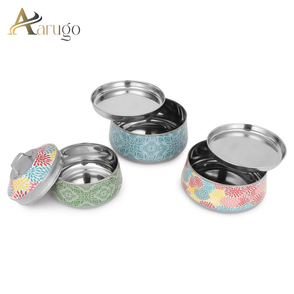 Pyramid Shaped 3-container Tiffin Box - Color: Multi Color