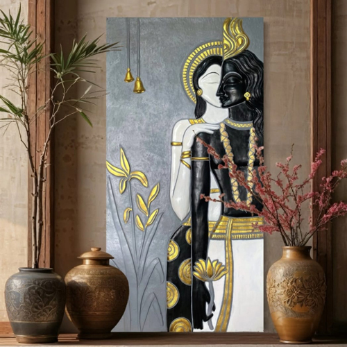 Radha Krishna 3D Relief Mural