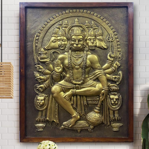 Panchmukhi Hanuman 3D Relief Mural Wall Art