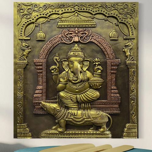 4X3 Feet Lord Ganesha 3D Relief Mural Wall Art