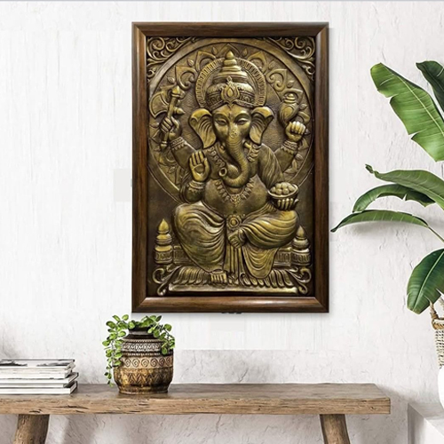 20X15 Inches Lord Ganesh Relief Mural Wall Hanging