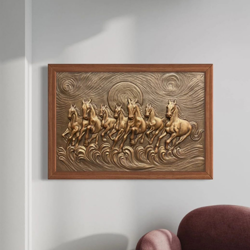 7 Horses Bronze Wall Painting