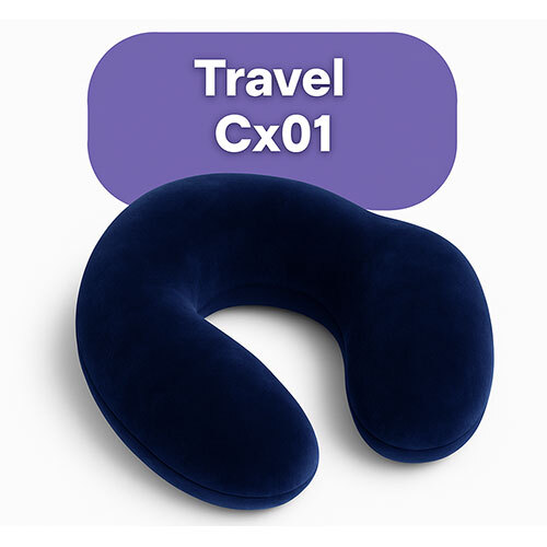 Travel Pillow Cx01 Velvet Fabric Blue